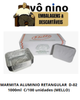 MARMITA ALUMINIO RETANGULAR  D-02  1000ml  C/100 unidades (MELLO)